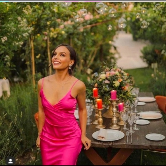 ZARA PINK SATIN DRESS - Picture 4 of 15